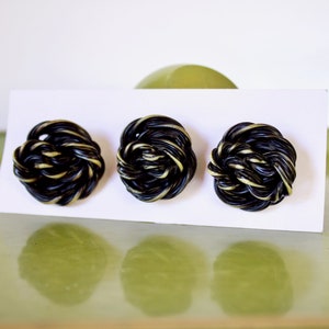 Vintage Buffed Celluloid Extruded Twisted Knot Buttons Set of Three Large Coat Buttons 1 3/8 image 4