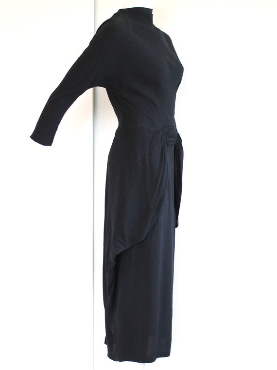 1940s Rayon Crepe Dolman Sleeve Mid Length Dress … - image 4