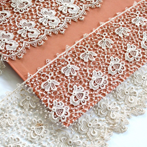 Heirloom Fine Edwardian Antique Lace Border 1.38 yards x 6” -  Irish Clones Venetian Styles c. 1900 - 1910