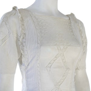 1890 - 1910 Edwardian Lawn Cotton Antique Dress with French Lace Insertions