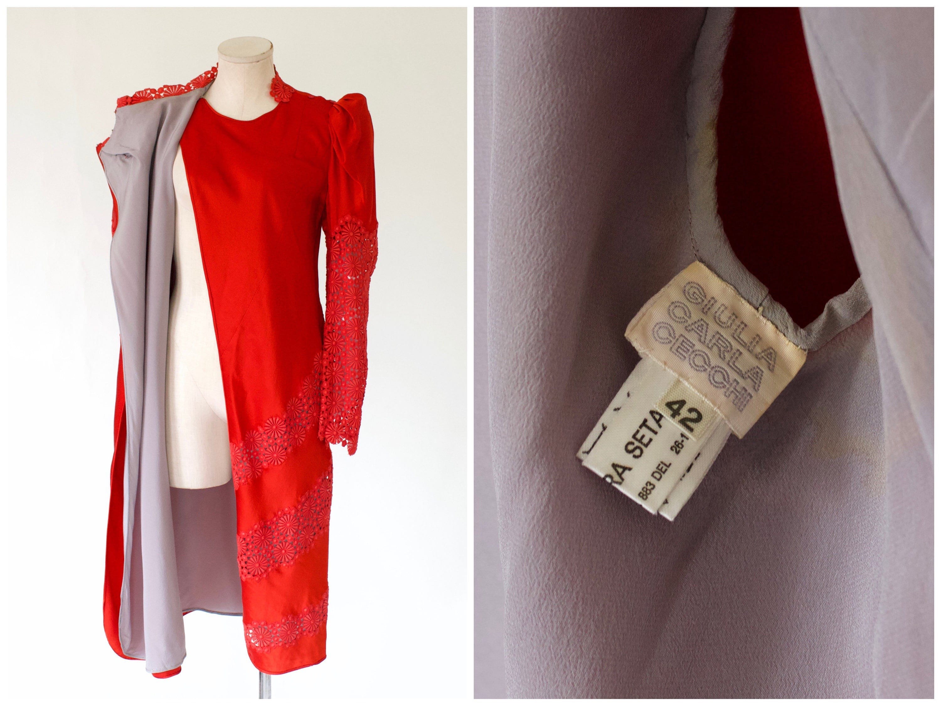 Vintage Giuliacarla Cecchi Silk Cheongsam Style Dress Open 