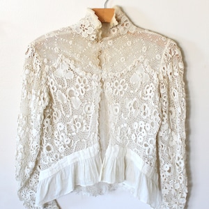 Antique Bourniche of Paris Irish Crochet Clones Lace Peplum Blouse c. 1890 - 1910