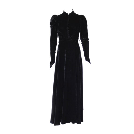 1930s Silk Velvet Bias Cut High-Low Vintage Dress… - image 2