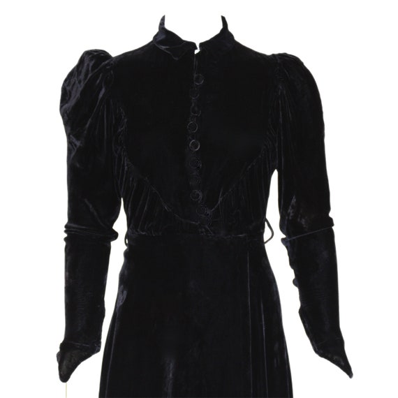 1930s Silk Velvet Bias Cut High-Low Vintage Dress… - image 6