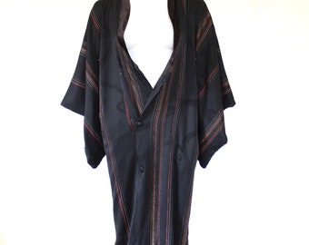 1940s Jacquard Silk Japanese Vintage Kimono Dress Coat or Robe - Medium