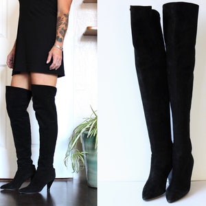 Thigh-High Leather Suede 'CC' Boots, Authentic & Vintage