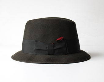 1960s Dobbs Fifth Avenue Bob Horsley’s Fedora Hat - Dark Taupe Brown Felted Wool Wide Band Hat