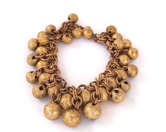 1920s - 1930s Graduated Cast Brass Beaded   Bracelet