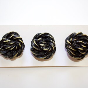 Vintage Buffed Celluloid Extruded Twisted Knot Buttons Set of Three Large Coat Buttons 1 3/8 image 5
