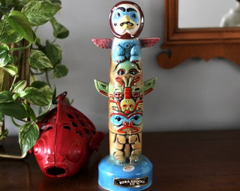 Ezra Brooks 1972 Hand Crafted Heritage China Totem Pole Decanter