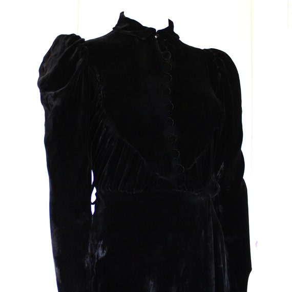 1930s Silk Velvet Bias Cut High-Low Vintage Dress… - image 7