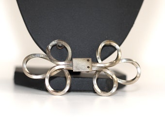 Hebilla de capa de metal plateado con bucle antiguo - Hebilla de cinturón de faja entrelazada de dos piezas de principios de 1900