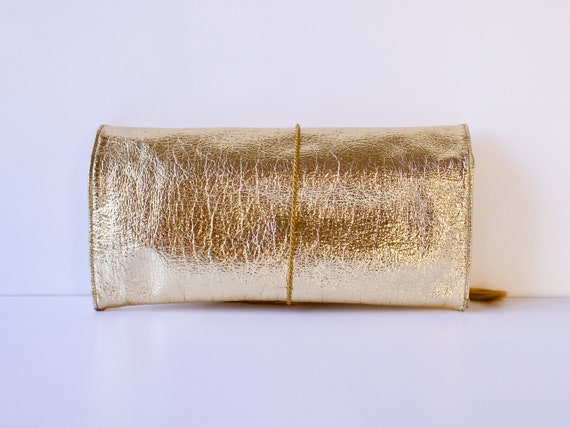 1950s Gold Lamé Rolled Accessories Travel Bag - V… - image 4