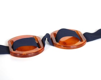 1930s Butterscotch Bakelite Sash Buckles - Tested