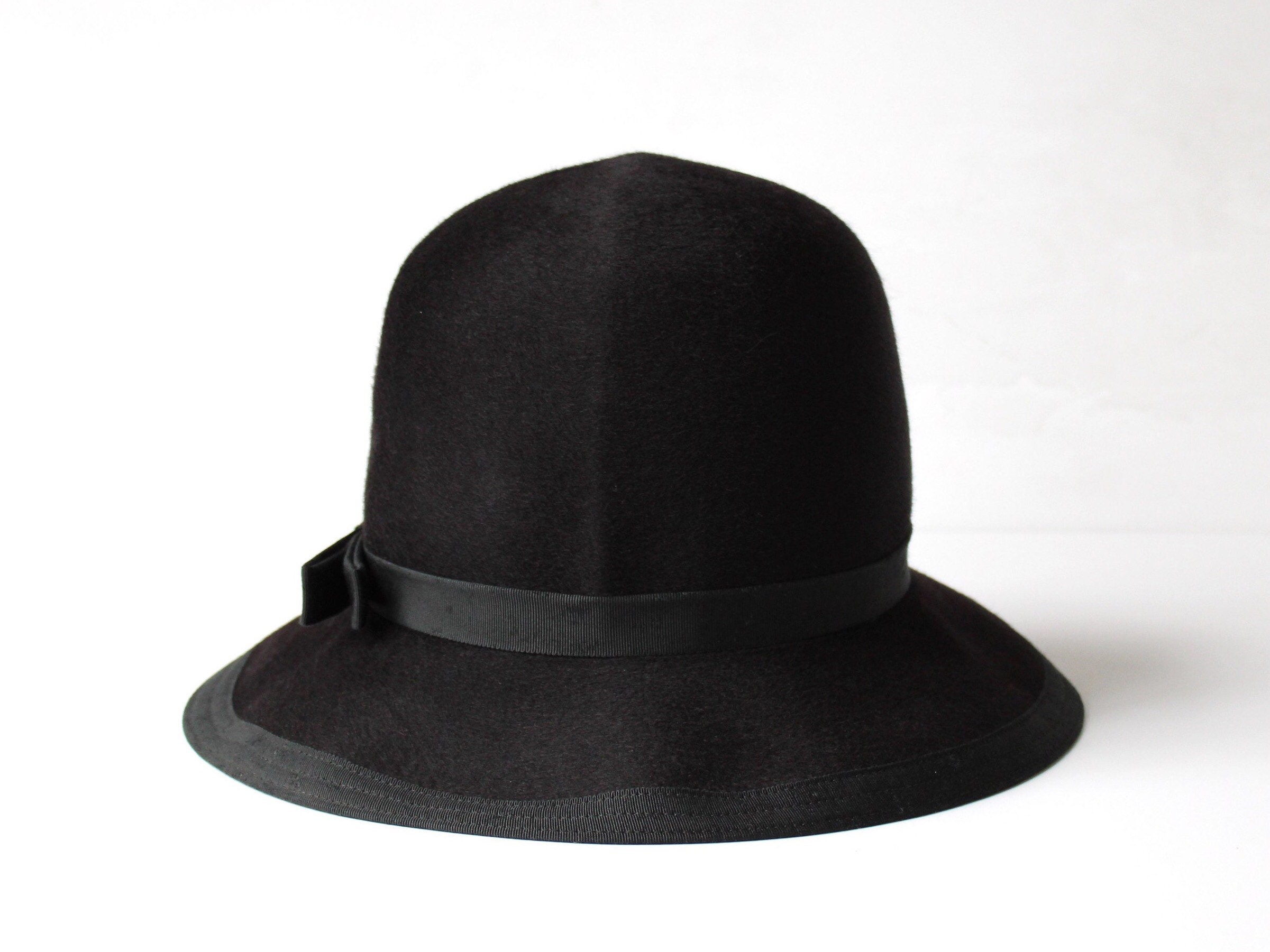 1950s Henry Pollack jet black felted wool hat Vintage Women main image 3