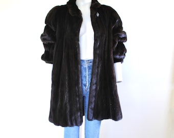 Vintage Natural Mink Fur Coat Robinsons Fashion Island Made in USA - Medium / Large