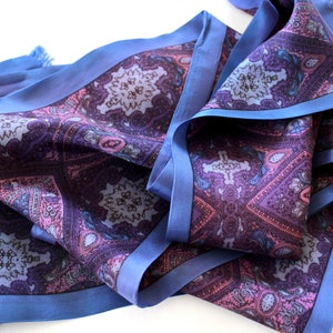 Vintage Rossini Double Faced Silk Twill Jewel Toned Scarf image 3