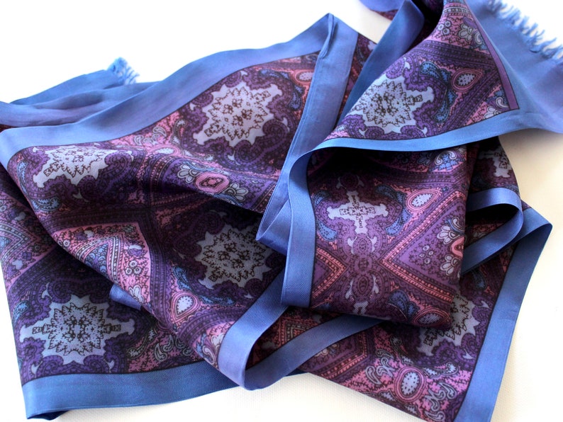 Vintage Rossini Double Faced Silk Twill Jewel Toned Scarf image 3