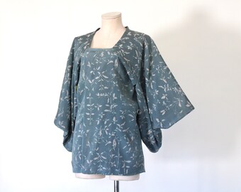 1930s Powder Blue Matte Silk Vintage Kimono Jacket