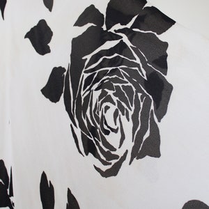 1970s Black Rose Crepe Bias Cut Maxi Dress Black and White Vintage Gown Small/Medium image 10