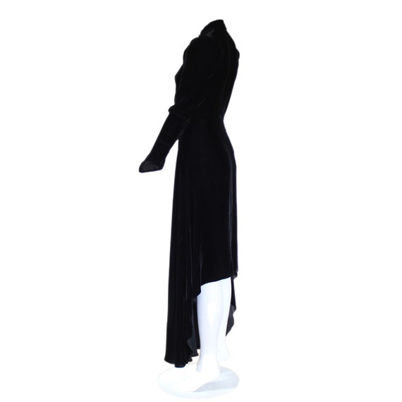 1930s Silk Velvet Bias Cut High-Low Vintage Dress… - image 4