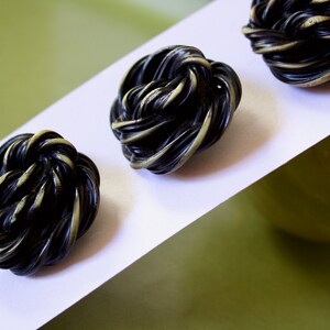 Vintage Buffed Celluloid Extruded Twisted Knot Buttons Set of Three Large Coat Buttons 1 3/8 image 6