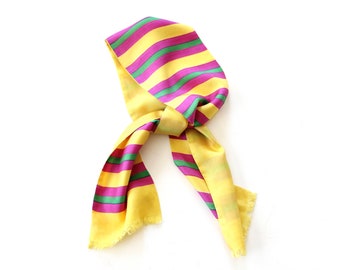 Vintage Double Faced Striped Silk Scarf - Long Narrow Rectangle