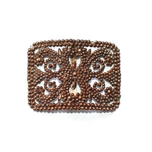 19th Century Cut Steel Antique Sash Buckle - Polished Bronze Individually Riveted