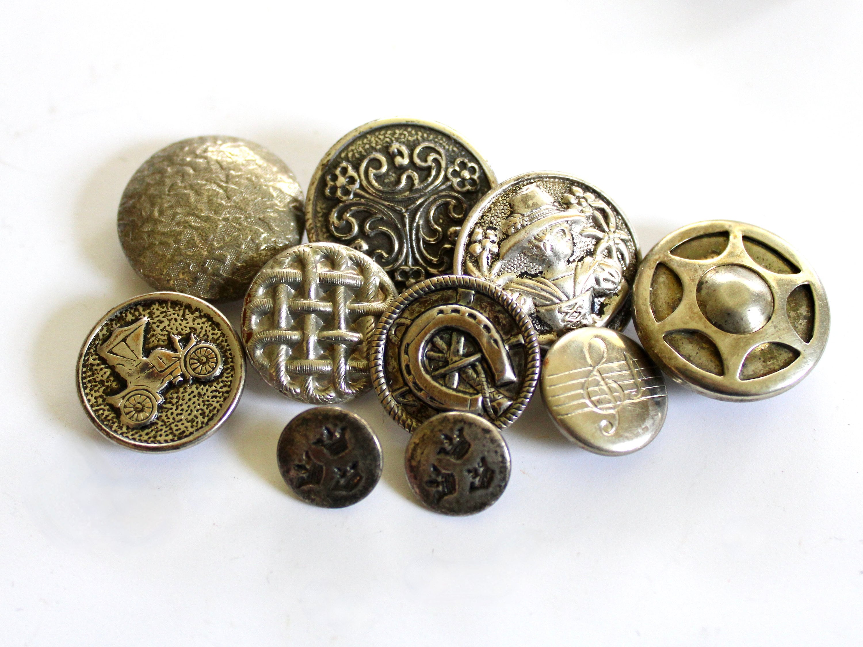 19 Antique and Vintage Two Piece Metal Buttons Collection