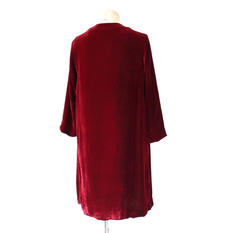 1930s Raspberry Silk Velvet Draped Coat Scheibler Made in West Germany Small image 5