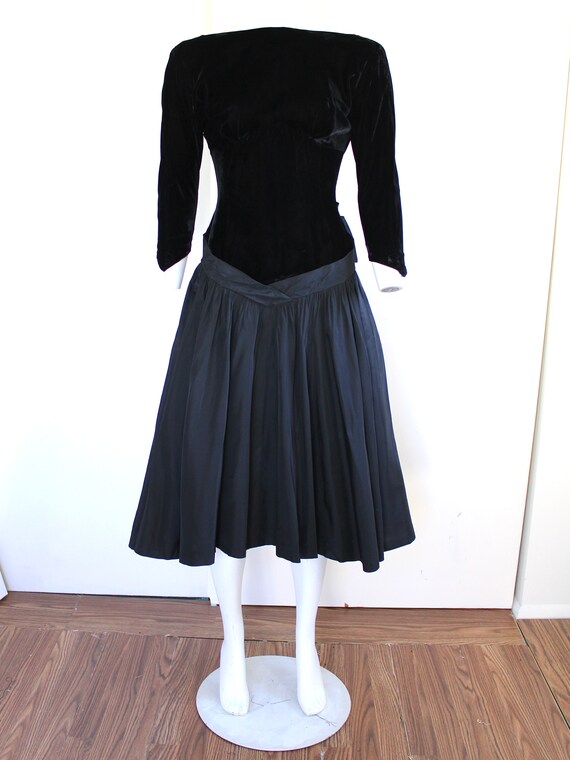 1950s Lilli Diamond Taffeta and Velvet Drop Waist… - image 2