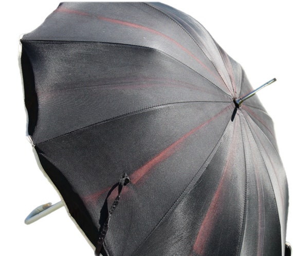 1960s Double Canopy Umbrella - Vintage Black Mod … - image 9