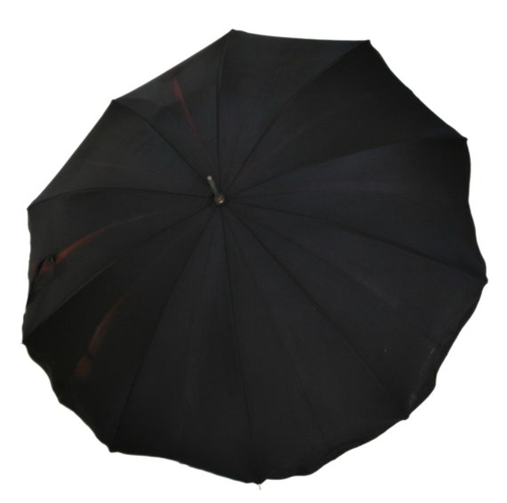 1960s Double Canopy Umbrella - Vintage Black Mod … - image 8