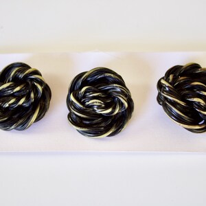 Vintage Buffed Celluloid Extruded Twisted Knot Buttons Set of Three Large Coat Buttons 1 3/8 image 9