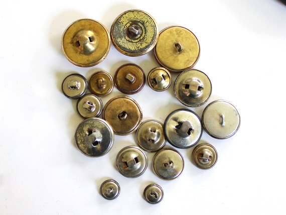 19 Antique and Vintage Two Piece Metal Buttons Collection