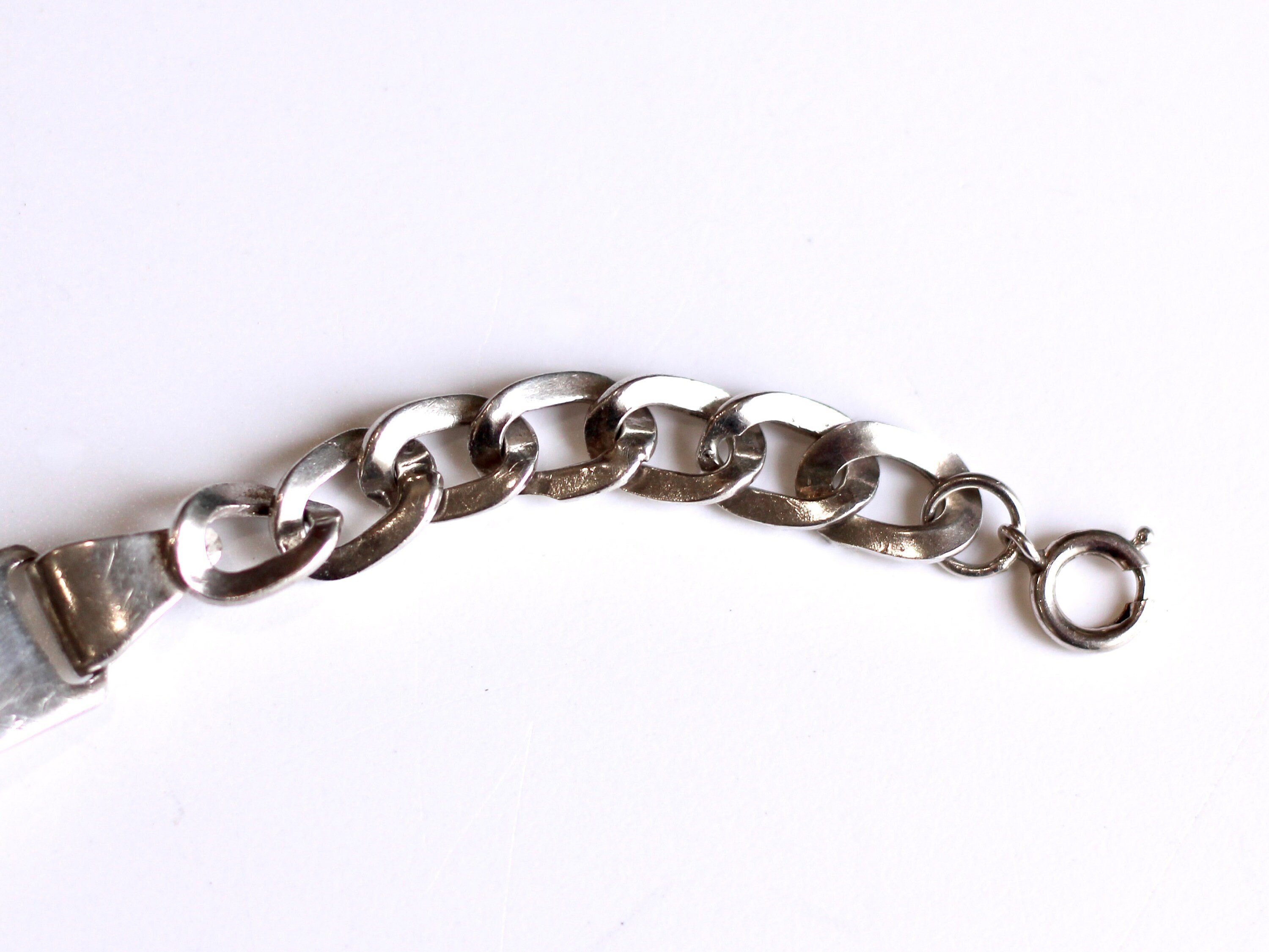 1940s Signed Mexico Sterling Silver 8mm Curved Flat Cable 1940s Signed Mexico Sterling Silver 8mm Curved Flat Cable