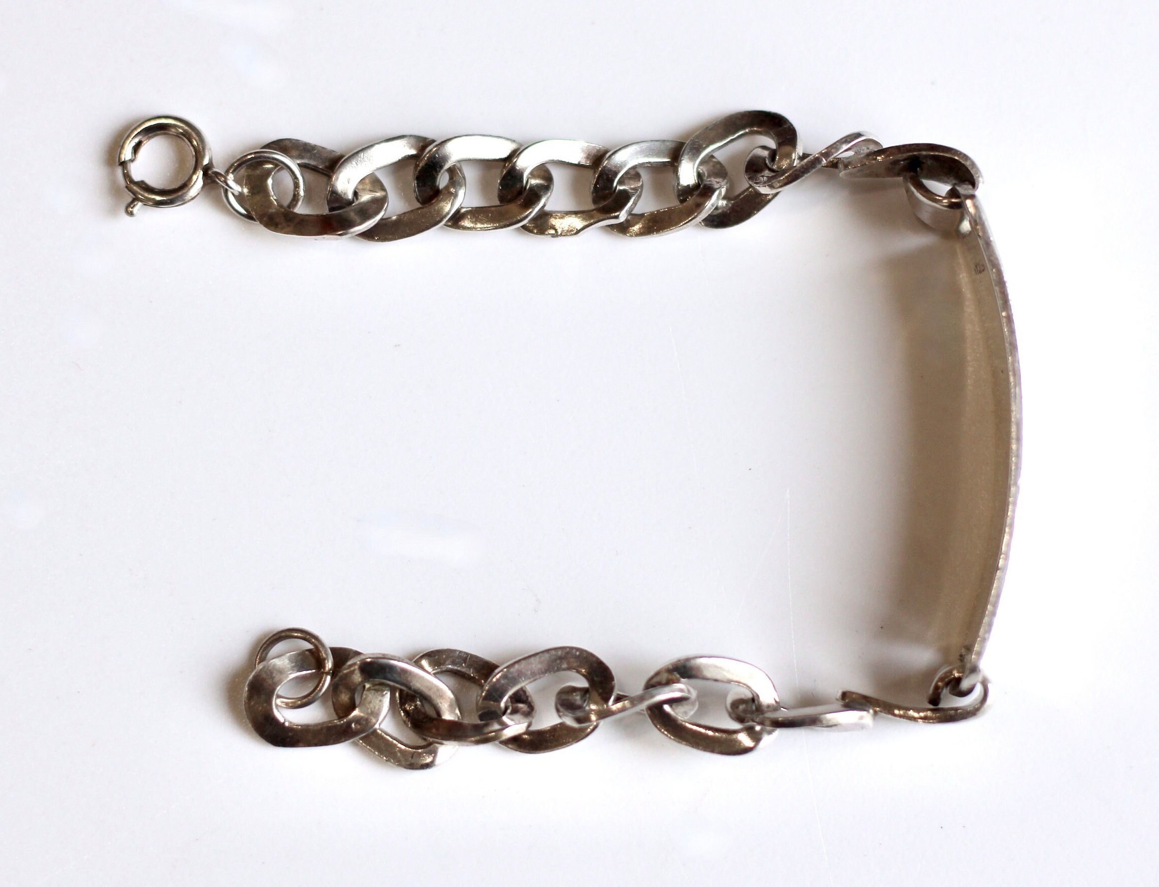 1940s Signed Mexico Sterling Silver 8mm Curved Flat Cable