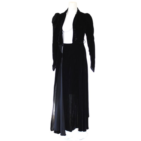 1930s Silk Velvet Bias Cut High-Low Vintage Dress… - image 5