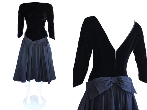 1950s Lilli Diamond Taffeta and Velvet Drop Waist… - image 1