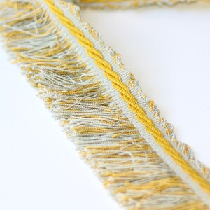 11.92 Yards Fine French Edging Brush Fringe and Picots Duck Egg and Gold Home Decorating 1.75 Width image 5