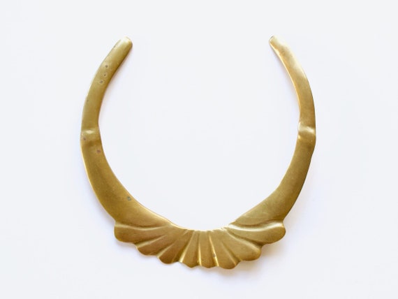 Art Deco 1920s 1930s Cast Brass Cuff Necklace - S… - image 1