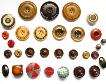 30 1930s - 1940s Tight Top Celluloid Vintage Button Collection Unique Shapes 3/8” - 1.5”