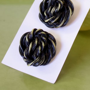 Vintage Buffed Celluloid Extruded Twisted Knot Buttons Set of Three Large Coat Buttons 1 3/8 image 7