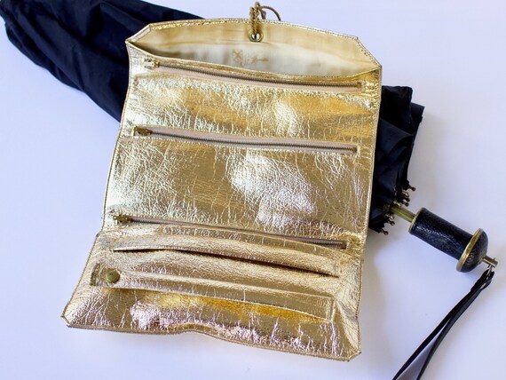 1950s Gold Lamé Rolled Accessories Travel Bag - V… - image 2