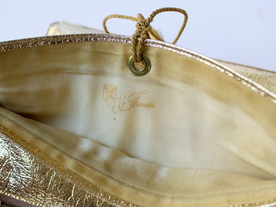 1950s Gold Lamé Rolled Accessories Travel Bag - V… - image 9