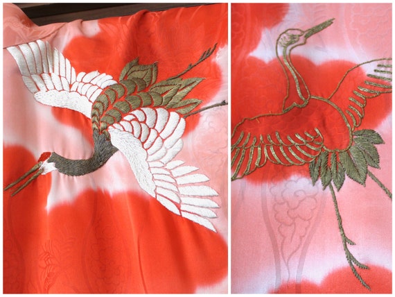 Fine Japanese Silk Uchikake Furisode Vintage Wedd… - image 10