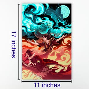 The art print is flat on a white background. It shows the measurements of the print. It’s 11 inches wide and 17 inches tall.
