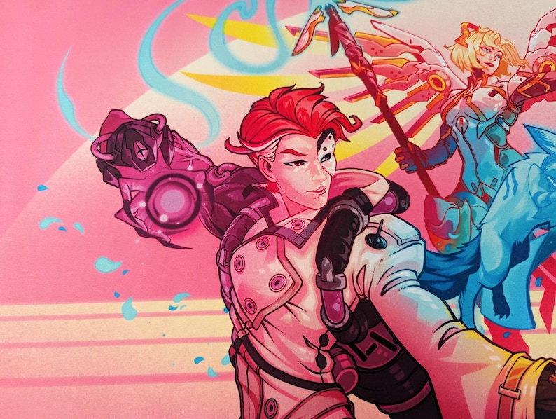 A close-up of the character on the left. The character is wearing a lab coat and holding an orb.