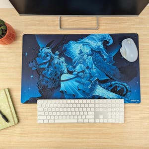 Playmat Gaming Mouse Pad Witchy Office Decor for Gamer Girlfriend Gift Blue Mousepad for Computer Desk Mat for Boyfriend Nerdy Gift Idea