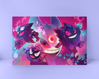 Ghost Anime Art Japanese Artwork Video Game Fandom Nerdy Gift for Gamer Art Print Anime Poster for Game Room Decor Retro Wall Art